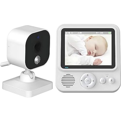 Portable Baby Monitor with Camera And Audio For travel, 2.8" Display 720P, 2-Way Talk, Night Vision, Temperature Sensors, 8 Lullabies, 2.4G Wireless Transmission, Feeding Timer Without Power Adapter