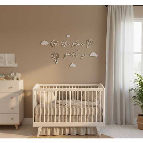 Wooden or Acrylic Wall Quote – “Oh the places you'll go” | Nursery Wall Decor | Laser Cut Script | Playroom Nursery Sign Baby Wall Quotes