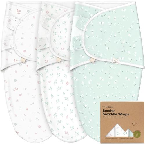 3-Pack Organic Baby Swaddle Sleep Sacks - Swaddles for Newborns, Infant 0-3 Months, Baby Girls, Boys, Soft & Snug Newborn Sleep Sack, Nursery Swaddling Blankets (Garden)