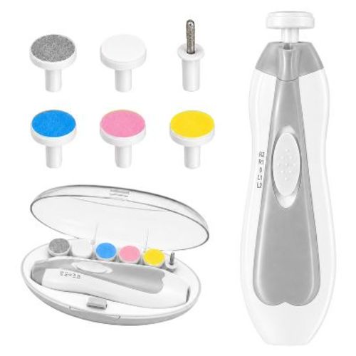 Baby Electric Nail Trimmer Kit with Light, Quiet Operation, 6 Interchangeable Heads for Gentle Precise Baby Nail Care and Polishing Baby Nail Trimmer