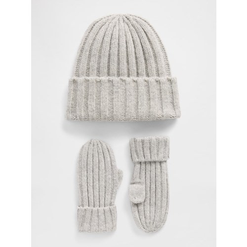 Baby & Toddler CashSoft Rib Beanie & Mittens Set | Gap