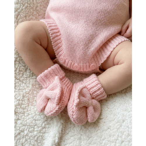 Bow Booties - Powder Pink