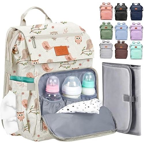 PILLANI Baby Diaper Bag Backpack - Large Bag for Boys & Girls, Waterproof Diaper Backpack - Travel Diaper Bags w/Changing Pad, Baby Registry Search & Shower Gifts - Essentials Must Haves Newborn Stuff