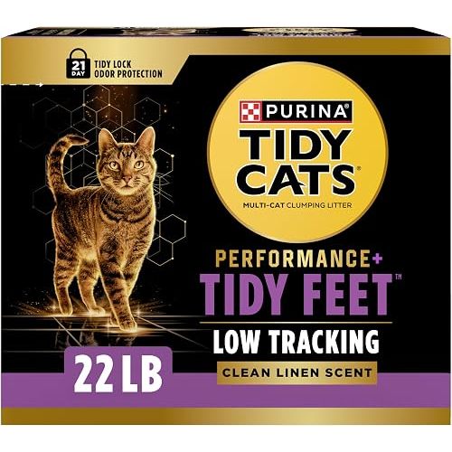 Purina Tidy Cats Tidy Feet Clumping Low Tracking Cat Litter With Odor Control – Clean Linen Scent - 22 lb. Box