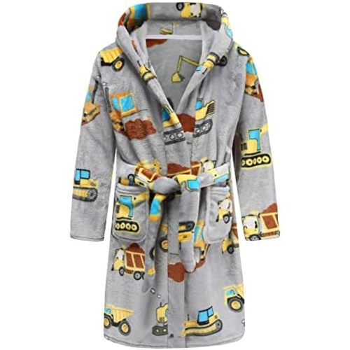 Girls Fleece Robe Boys Hooded Bathrobe Soft Flannel Robe For Kids