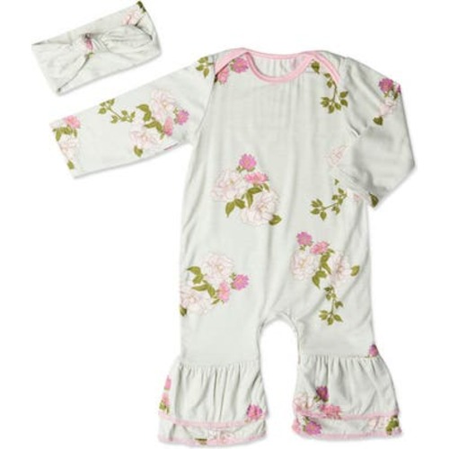 Ruffle Romper & Head Wrap Set, 6-9M