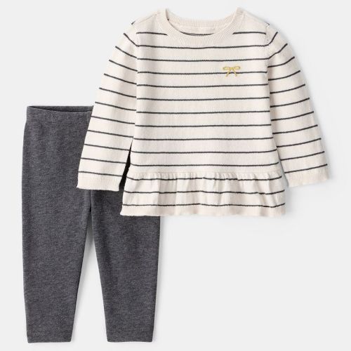 Baby Girl Carter's Bow Striped Long-Sleeve Tee & Pant Set