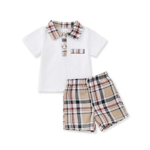 NZRVAWS Toddler Baby Boy Clothes 3 6 9 12 18 Months 2 3T Summer Spring Polo Shirt Shorts Sleeves Set Button Outfits 2 PCS