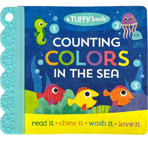 Tuffy Counting Colors in the Sea Book - Washable, Chewable, Unrippable Pages With Hole For Stroller Or Toy Ring, Teether Tough (A Tuffy Book)