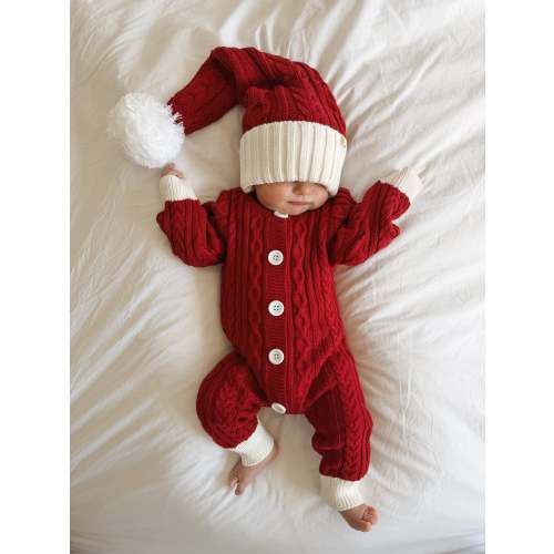 Santa Cable Knit Jumpsuit - Holly