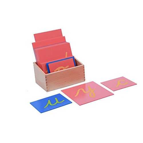 Adena Montessori Lower Case Sandpaper Letters - Cursive -Without Box Cursive Wooden Letters for Kids Language Learning