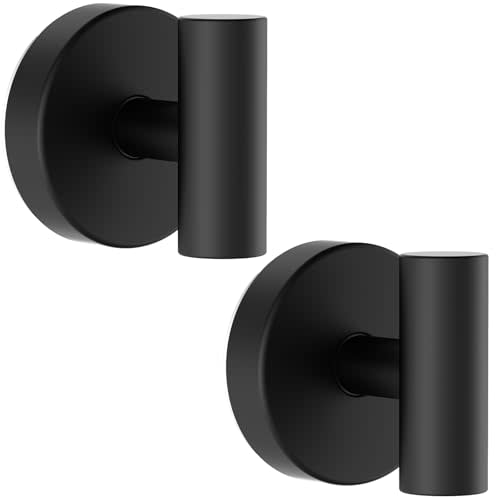 Suction Cup Hooks, Removable Shower Hooks for Inside Shower – Towel Hooks for Bathroom Window Glass Mirror Tile, Bath Robe Looafh Hook for Hanging – Waterproof & Rustproof, Black (2 Pack)