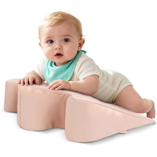 Tummy Time Prop for Baby Gas, Colic Relief & Burp, Nursing Reflux Prop for Feeding, Neck, Shoulder and Body Support, Activity Support Pillow for Newborns and Infant 0-12 Months - Pink