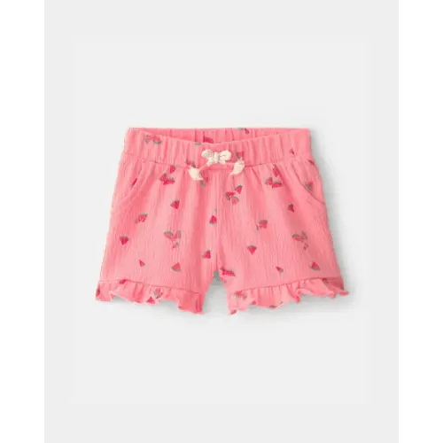 Baby Girl Ruffle-Trim Watermelon Shorts - Pink | Carter's