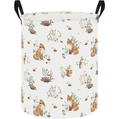 CLOCOR Large Laundry Basket,Waterproof Nursery Hamper,Collapsible Fabric Storage Container,Room Decor,Gift Basket（Watercolor Fox