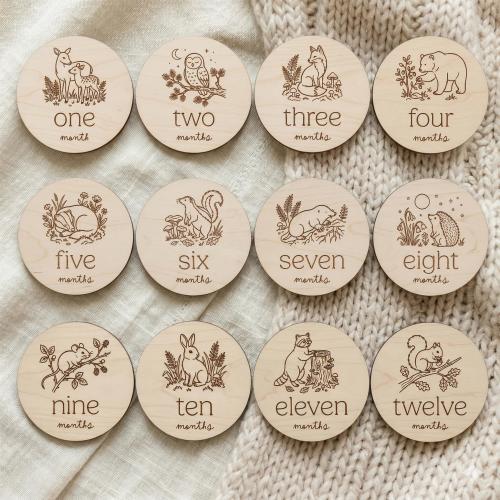 Etsy | Woodland Animal Baby Milestone Discs – Monthly Photo Props