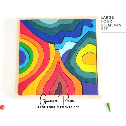 XL Large Grimm's style Four elements set, Puzzle, Waldorf toys, Montessori Toys, Wooden Puzzle, Nursery, Four elements puzzle, Large puzzle