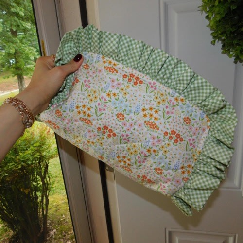 Quilted Ruffle Makeup Bag or Diaper Pouch