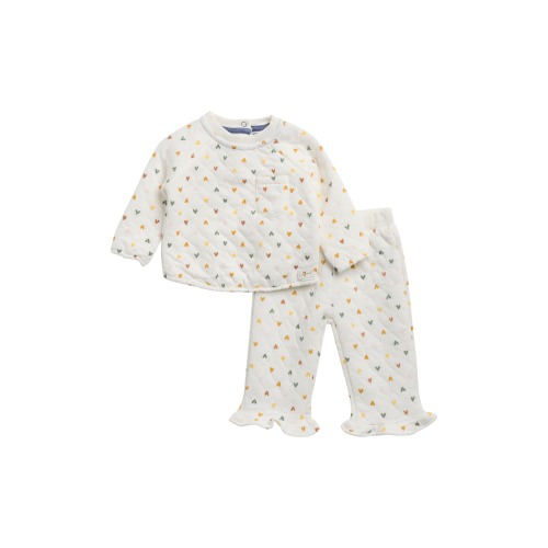 Printed Quilted Top & Ruffled Pants Set