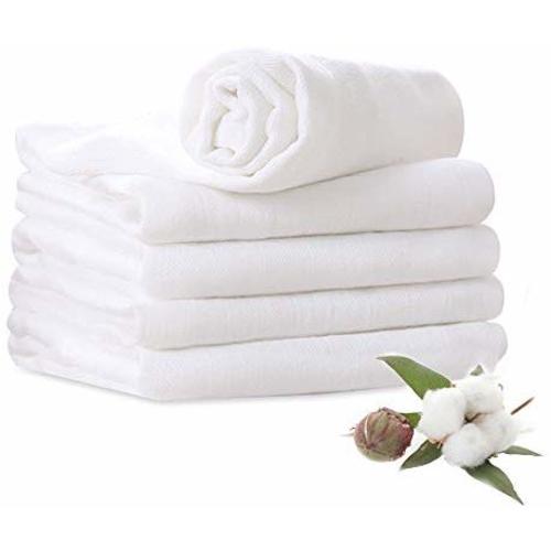 Muslin Burp Cloths 100% Cotton 6 Layers Large 10''x20'' Extra Soft and Absorbent 5 Pack by YOOFOSS