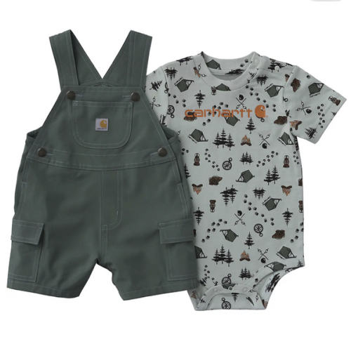 6-9M Boys' 2-Piece Short Sleeve Bodysuit & Cargo Pocket Shortall Set (Baby) | Carhartt