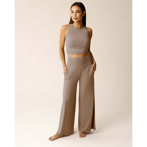 Bamboo Wide Leg Maternity & Postpartum Lounge Pant | Taupe - Kindred Bravely