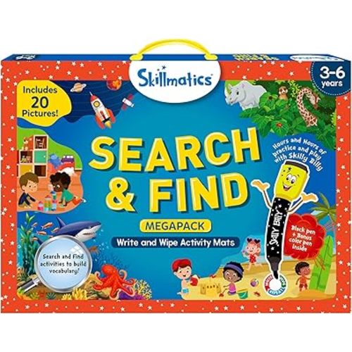 Skillmatics Search and Find Megapack Educational Game - Reusable Preschool Learning Activities, Perfect for Toddlers & Kids Who Love Toys, Art & Crafts, Builds Vocabulary, Gifts for Ages 3, 4, 5, 6