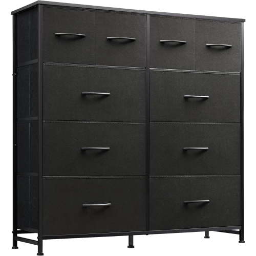 ACCVER Dresser for Bedroom 10 Storage Drawer, Fabric Closet Chests Organizer Tower with Wooden Top Metal Frame for Living Room Hallway Entryway
