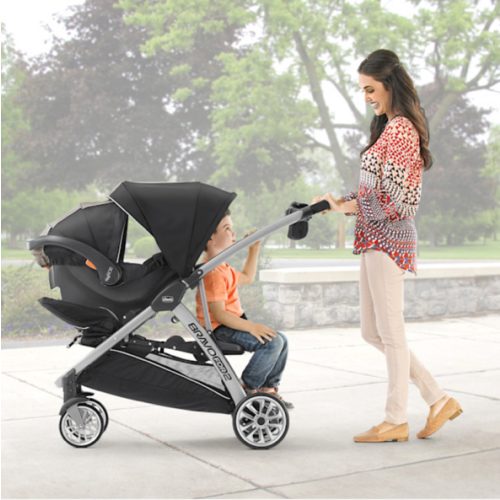 Chicco BravoFor2 Standing/Sitting Double Stroller - Iron (Black/Grey), New