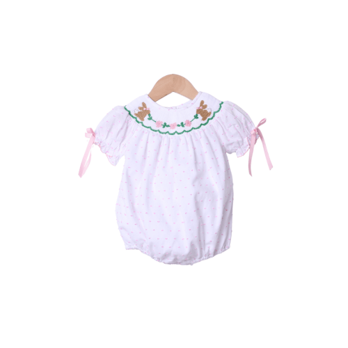Smocked Classic Bunny Swiss Dot Bubble
