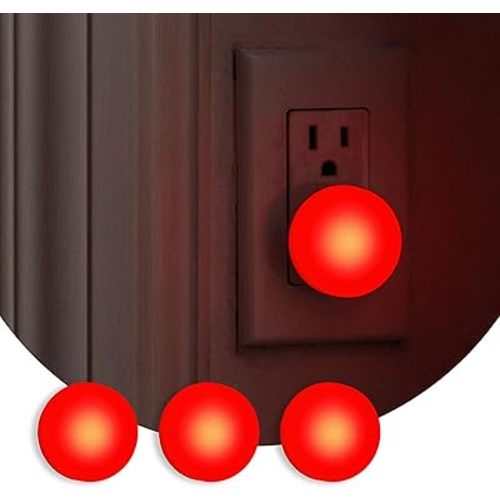 Loftie Night Lights Plug into Wall - 0.5W Plug in Night Light - Red Glow, Wall Light Sensing Dusk to Dawn - 2000K, UL Certified - Nightlight for Bathroom, Hallway, Bedroom Decor, Kitchen, 3-Pack