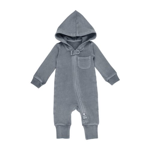 Hooded Organic Cotton Zip Romper | 9-12 Months
