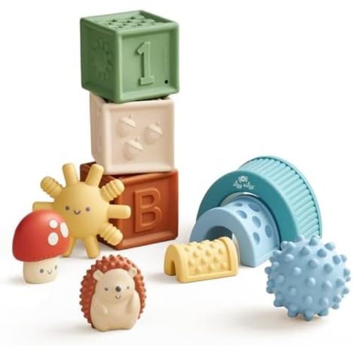 Itzy Ritzy Sensory Blocks Set, Baby Building Blocks 10-Piece, 0+ Months