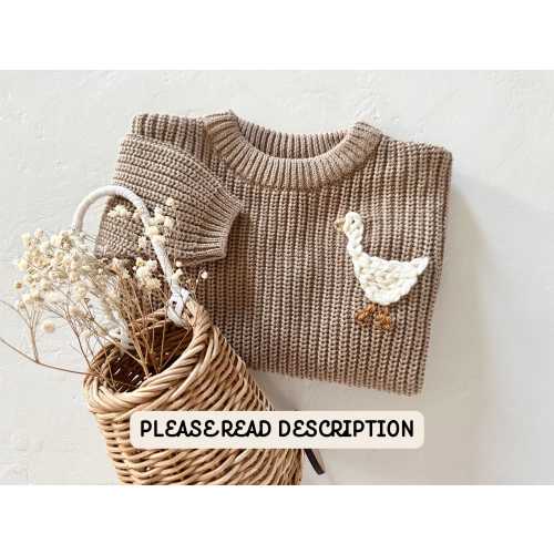 Custom Goose Embroidered Sweater, Embroidered Sweater, Girls Sweaters, Embroidered Kids Sweaters, Kids Sweaters, Goose Sweater