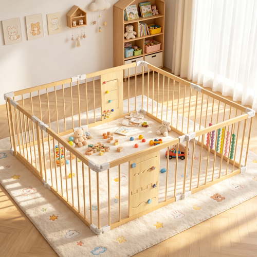 Wooden Baby Playpen for Indoor Use, 58"×58"×24"
