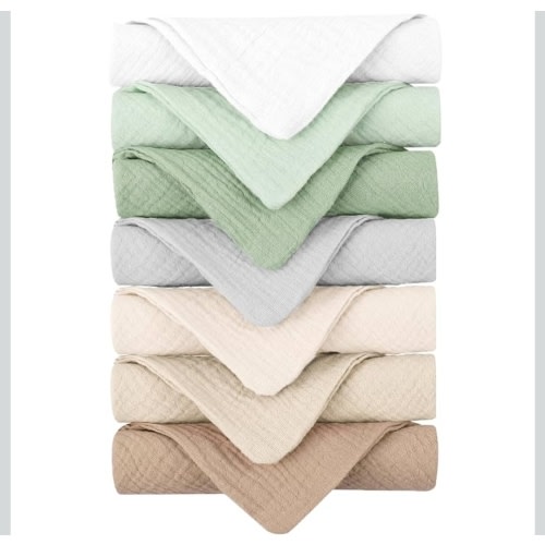 Amazon.com : Konssy Baby Muslin Washcloths 7-Pack, 100% Cotton Baby Bath Washcloths, Soft & Absorbent Wash Cloths and Burp Cloths for Newborn Kids Girls & Boys, 11x11 inches : Baby