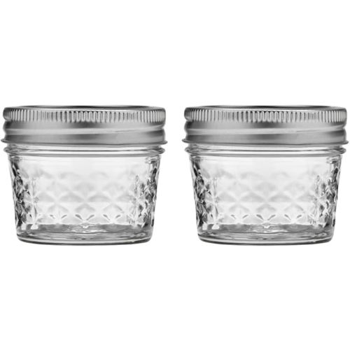 Ball Wide Mouth Quilted Crystal Jelly Jars with Lids and Bands, Used for Canning, Pickling, Juice, Jam, Jelly, Quarter Pint Size (4 Ounce (Pack of 6))