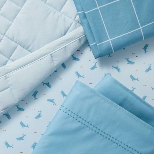 Crib Bedding Set - Whales - 4pc - Cloud Island™: Cotton, Shapes Pattern, Standard Crib/Toddler, Lightweight Fabric