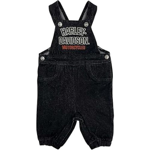 Harley-Davidson Baby Unisex Embroidered H-D Denim Newborn Overalls - Black