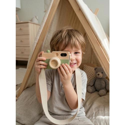 Handmade Wooden Toy Camera, Montessori Toddler Pretend Play, Scandinavian Nursery Decor