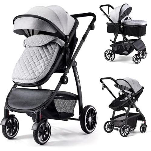 Hagaday Baby Stroller, 2-in-1 Reversible Toddler Seat with Lie-Flat Mode