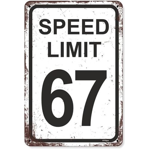 12"x16" Speed Limit 67 Sign Fast One Birthday Decorations for Boys Race Car Party Decor Funny Metal Aluminum Signs Racing Birthday Decoration Gifts