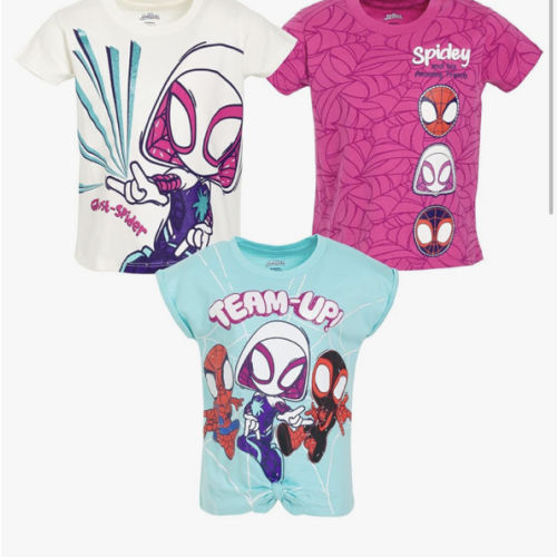 Marvel Spidey and His Amazing Friends Girls' 3-Pack T-Shirts Toddler to Little Kid