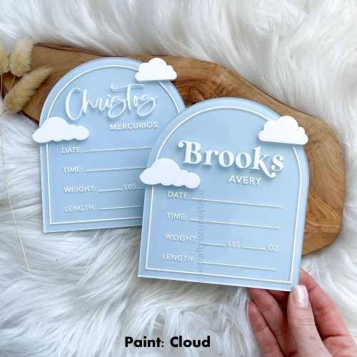 Cloud Birth Stat Sign for Baby, Baby Birth Announcement, Acrylic Birth Stat Sign, Baby Name Announcement Sign, Birth Stats Announcement Sign