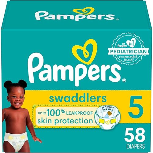Pampers Baby Diapers - Swaddlers - Size 5, 58 Count, Ultra Absorbent Disposable Infant Diaper