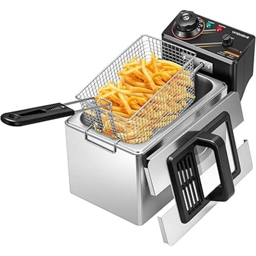 VIVOHOME Electric Deep Fryer with 3L / 13 Cup Oil Capacity, Stainless Steel Oil Fryer with Temperature Control and Lid