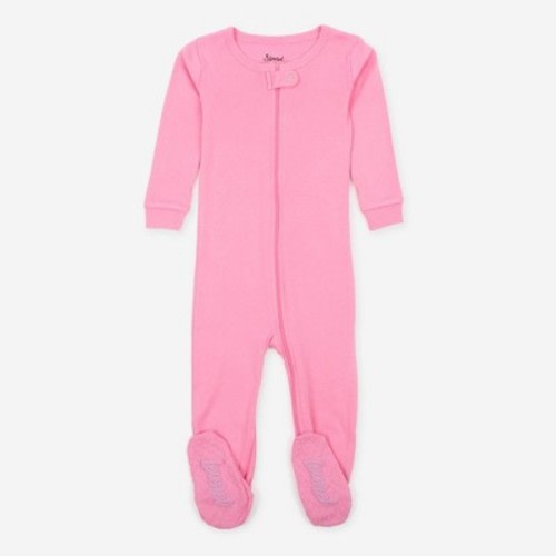 Leveret Footed Cotton Pajamas Solid Pink 3-6 Month