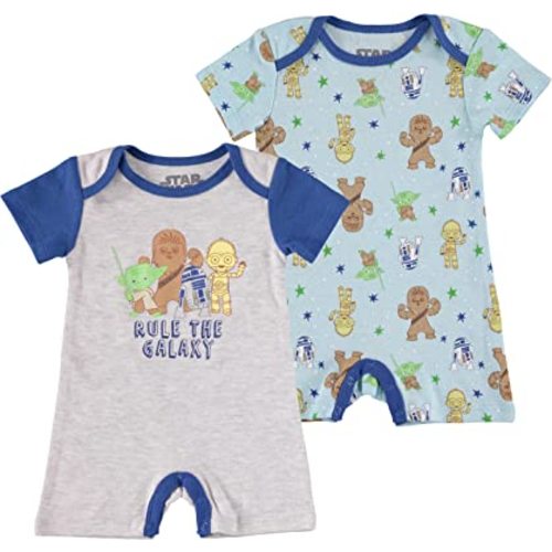 STAR WARS Newborn Baby Boys Infants Snap Suit Rompers 2 Pack