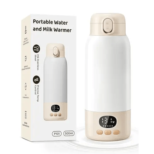 Portable Bottle Warmer for Travel, 17 Ounces Milk Warmer for Baby Breastmilk with Fast Heating & Precise Temp Control, Bottle Warmer for Car, Outdoors