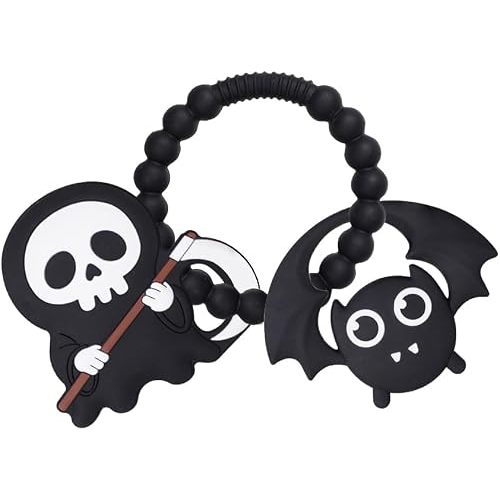 Baby Silicone Skeleton Death and Bat Teether Ring Toy,BPA Free